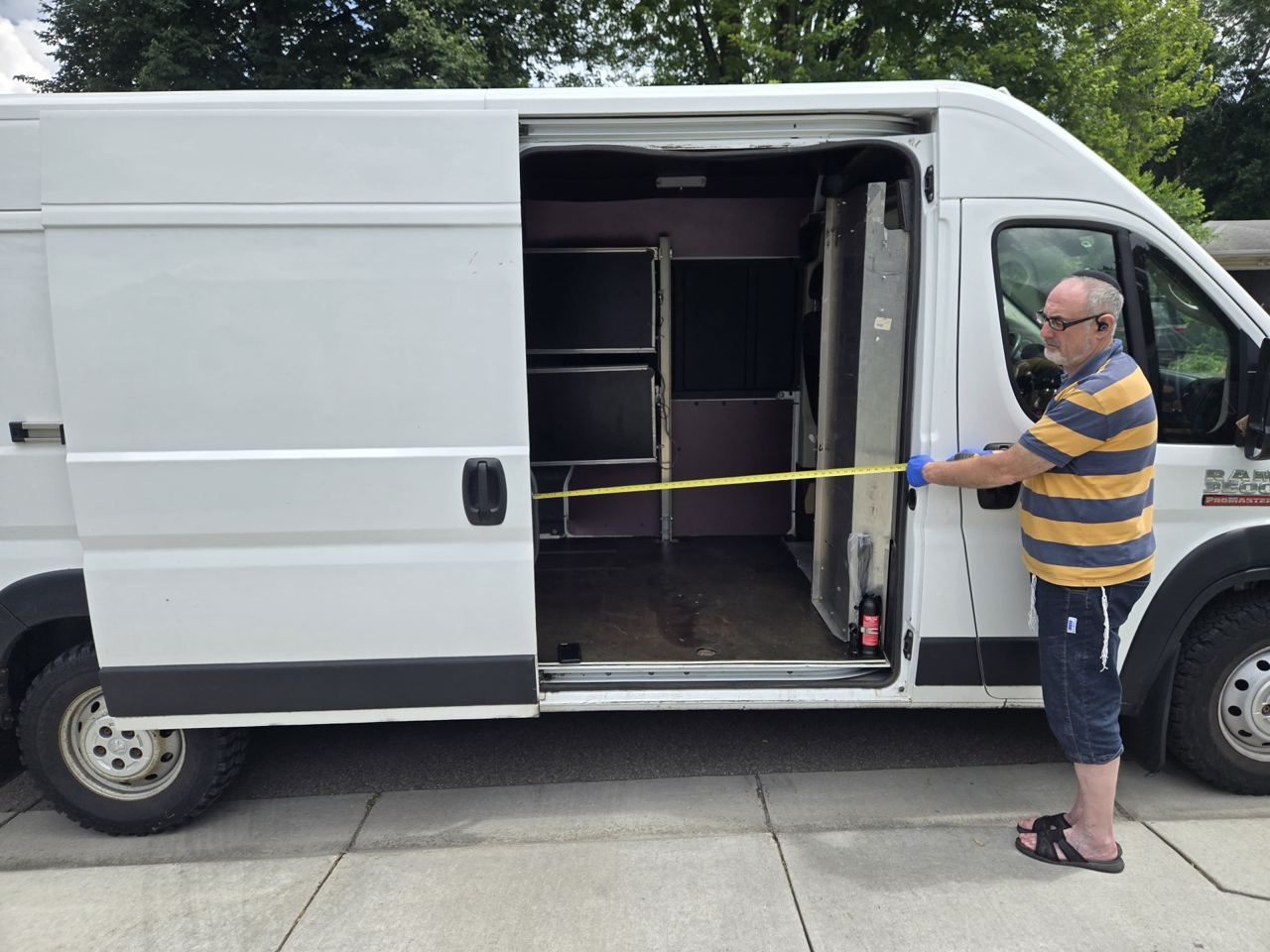 Side view of the RAM ProMaster 3500 with the sliding door fully open